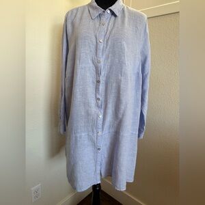 Tahari Light Blue Linen Tunic